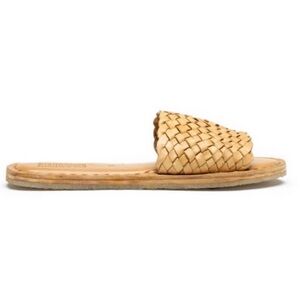 Mohinders Woven Sandal Slide Flats - Tan Leather - Women's 8 Minimalist Luxury